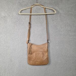 Frye Crossbody Bag Womens Small Tan Leather Zip Pocket Adjustable Strap Purse